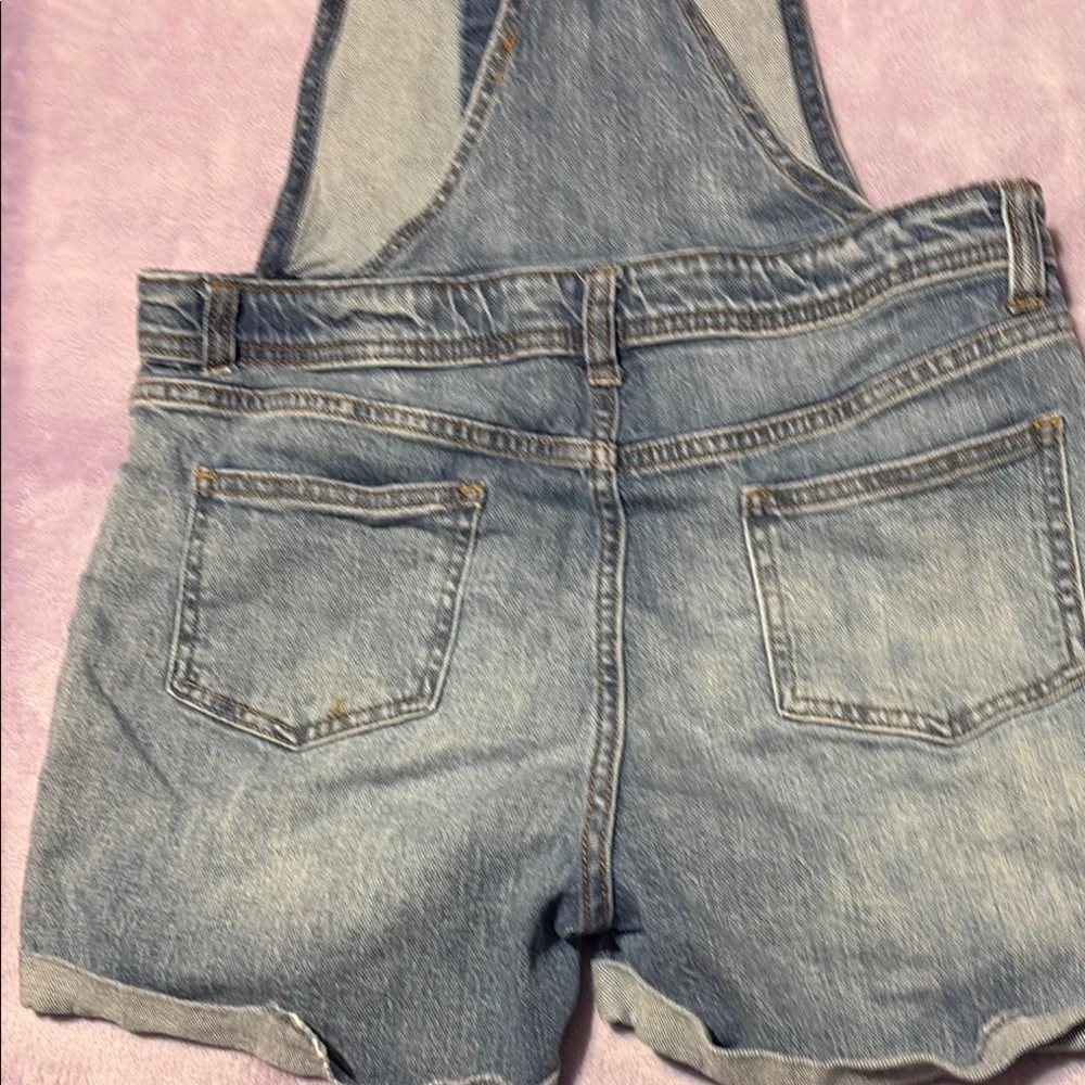 Cat & Jack Girls XL 14/16 Denim Shortalls Distressed Light Wash